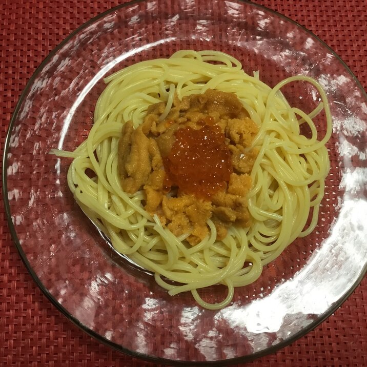 うにといくらの冷製パスタ